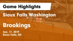 Sioux Falls Washington  vs Brookings  Game Highlights - Jan. 17, 2019