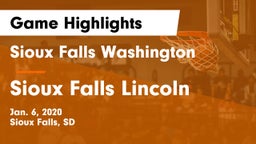 Sioux Falls Washington  vs Sioux Falls Lincoln  Game Highlights - Jan. 6, 2020