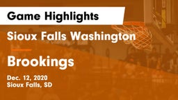 Sioux Falls Washington  vs Brookings  Game Highlights - Dec. 12, 2020