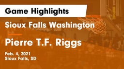 Sioux Falls Washington  vs Pierre T.F. Riggs  Game Highlights - Feb. 4, 2021