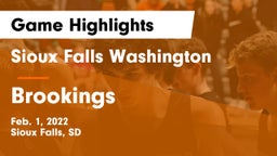 Sioux Falls Washington  vs Brookings  Game Highlights - Feb. 1, 2022