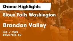Sioux Falls Washington  vs Brandon Valley  Game Highlights - Feb. 7, 2023