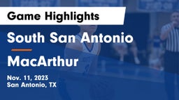 South San Antonio  vs MacArthur  Game Highlights - Nov. 11, 2023