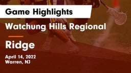 Watchung Hills Regional  vs Ridge  Game Highlights - April 14, 2022