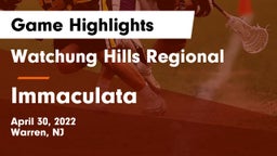 Watchung Hills Regional  vs Immaculata  Game Highlights - April 30, 2022