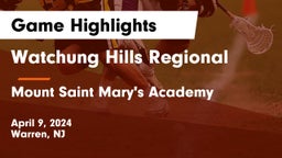 Watchung Hills Regional  vs Mount Saint Mary's Academy Game Highlights - April 9, 2024