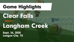 Clear Falls  vs Langham Creek  Game Highlights - Sept. 26, 2020