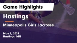 Hastings  vs Minneapolis Girls Lacrosse Game Highlights - May 8, 2024