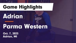Adrian  vs Parma Western  Game Highlights - Oct. 7, 2023