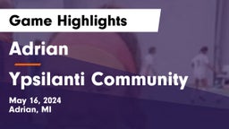 Adrian  vs Ypsilanti Community  Game Highlights - May 16, 2024