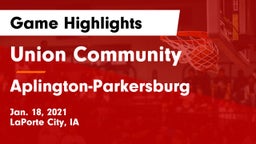 Union Community  vs Aplington-Parkersburg  Game Highlights - Jan. 18, 2021