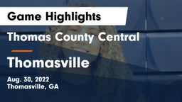 Thomas County Central  vs Thomasville  Game Highlights - Aug. 30, 2022