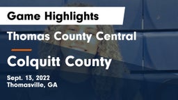 Thomas County Central  vs Colquitt County   Game Highlights - Sept. 13, 2022