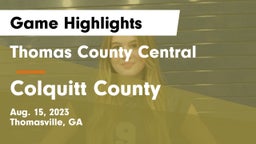 Thomas County Central  vs Colquitt County  Game Highlights - Aug. 15, 2023