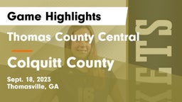 Thomas County Central  vs Colquitt County  Game Highlights - Sept. 18, 2023