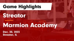 Streator  vs Marmion Academy  Game Highlights - Dec. 30, 2023