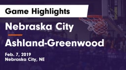 Nebraska City  vs Ashland-Greenwood  Game Highlights - Feb. 7, 2019