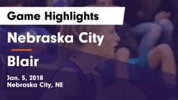 Nebraska City  vs Blair  Game Highlights - Jan. 5, 2018