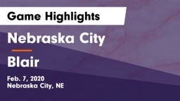 Nebraska City  vs Blair  Game Highlights - Feb. 7, 2020