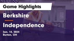 Berkshire  vs Independence  Game Highlights - Jan. 14, 2024