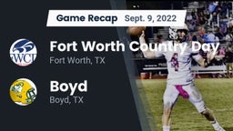 Recap: Fort Worth Country Day  vs. Boyd  2022