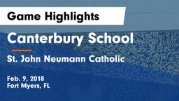 Canterbury School vs St. John Neumann Catholic  Game Highlights - Feb. 9, 2018