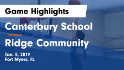 Canterbury School vs Ridge Community  Game Highlights - Jan. 5, 2019