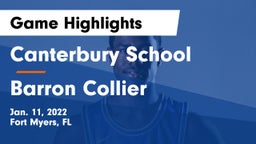 Canterbury School vs Barron Collier  Game Highlights - Jan. 11, 2022