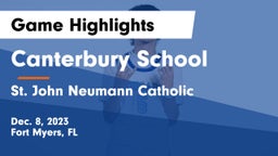 Canterbury School vs St. John Neumann Catholic  Game Highlights - Dec. 8, 2023