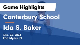 Canterbury School vs Ida S. Baker  Game Highlights - Jan. 23, 2024