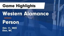 Western Alamance  vs Person  Game Highlights - Oct. 11, 2022