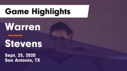 Warren  vs Stevens  Game Highlights - Sept. 25, 2020