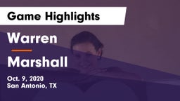 Warren  vs Marshall  Game Highlights - Oct. 9, 2020