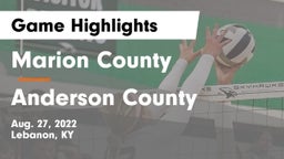 Marion County  vs Anderson County Game Highlights - Aug. 27, 2022