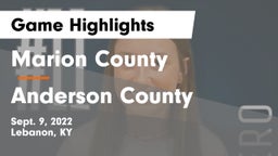 Marion County  vs Anderson County Game Highlights - Sept. 9, 2022