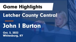 Letcher County Central  vs John I Burton  Game Highlights - Oct. 3, 2022