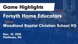 Forsyth Home Educators vs Woodland Baptist Christian School VG Game Highlights - Nov. 10, 2020