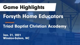 Forsyth Home Educators vs Triad Baptist Christian Academy Game Highlights - Jan. 21, 2021