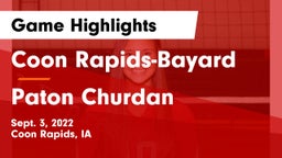 Coon Rapids-Bayard  vs Paton Churdan Game Highlights - Sept. 3, 2022