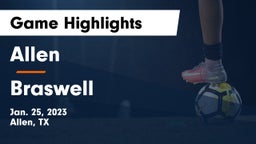 Allen  vs Braswell  Game Highlights - Jan. 25, 2023