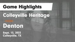 Colleyville Heritage  vs Denton Game Highlights - Sept. 13, 2022