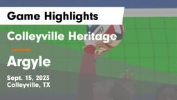 Colleyville Heritage  vs Argyle Game Highlights - Sept. 15, 2023