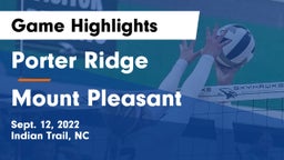 Porter Ridge  vs Mount Pleasant  Game Highlights - Sept. 12, 2022