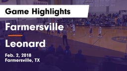 Farmersville  vs Leonard  Game Highlights - Feb. 2, 2018