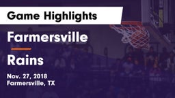 Farmersville  vs Rains  Game Highlights - Nov. 27, 2018