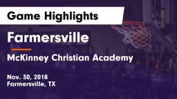 Farmersville  vs McKinney Christian Academy Game Highlights - Nov. 30, 2018