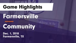 Farmersville  vs Community  Game Highlights - Dec. 1, 2018