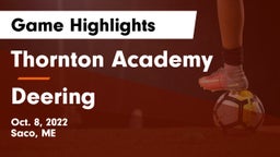 Thornton Academy vs Deering Game Highlights - Oct. 8, 2022