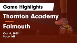 Thornton Academy vs Falmouth  Game Highlights - Oct. 6, 2023