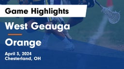 West Geauga  vs Orange  Game Highlights - April 3, 2024